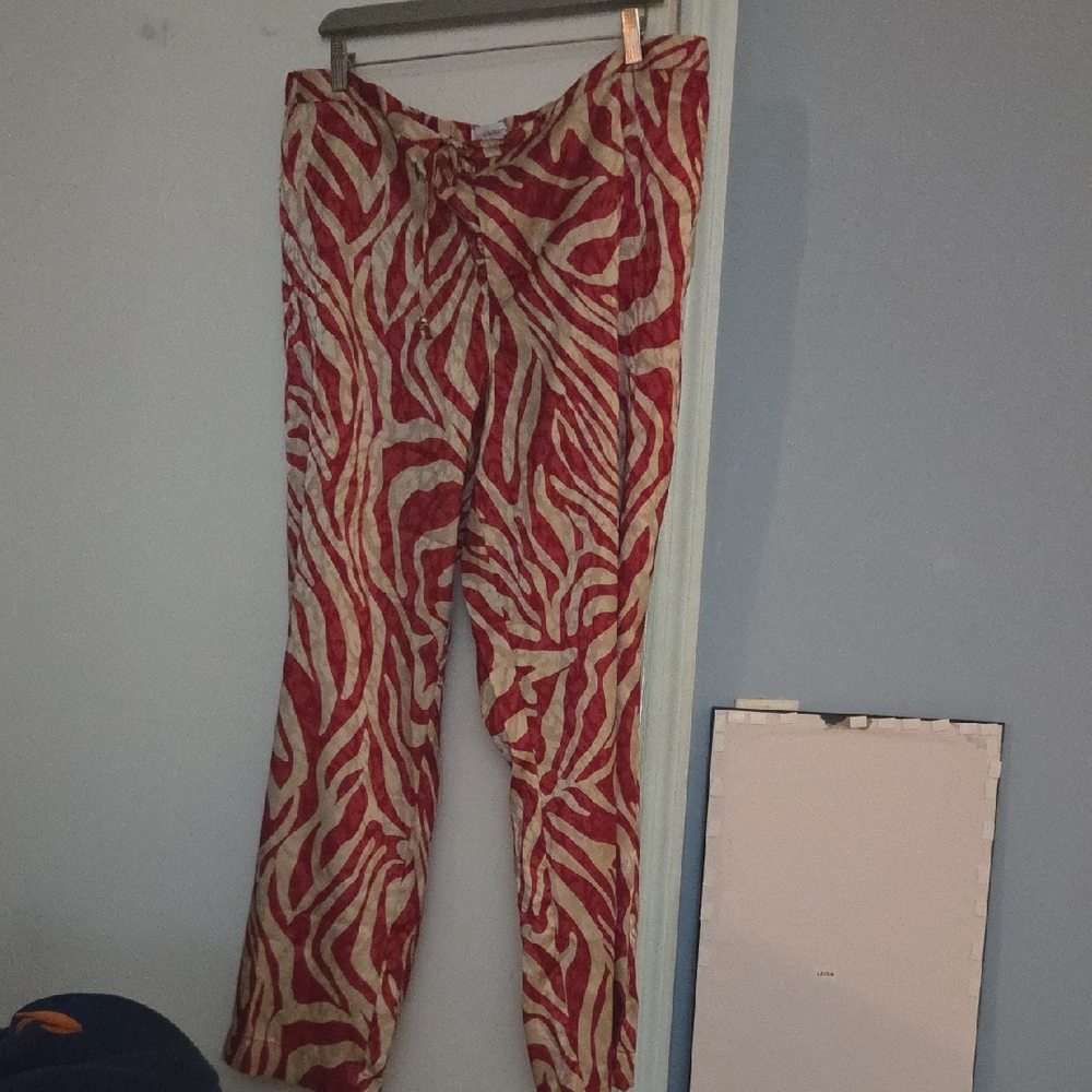 Red and White Zebra Print loose  Pants